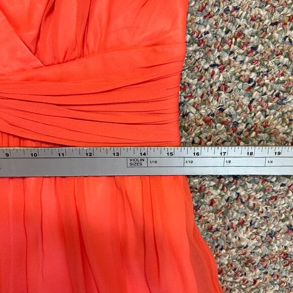 Donna Morgan Coral Orange 100% Silk Chiffon Sleeveless Event Dress Size 10 - Picture 13 of 13